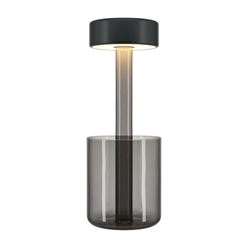 Lampe de table portable en aluminium noir et vase en verre fumé 12x34,8cm AI Collaboration - Maytoni