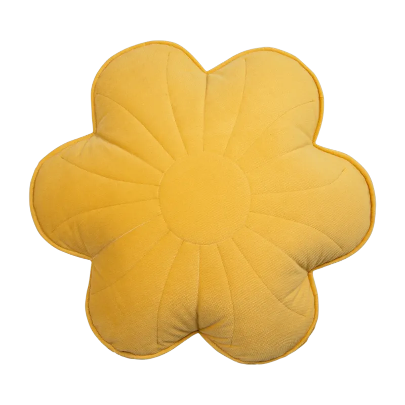 Coussin fleur en velours miel azalée - Moi Mili