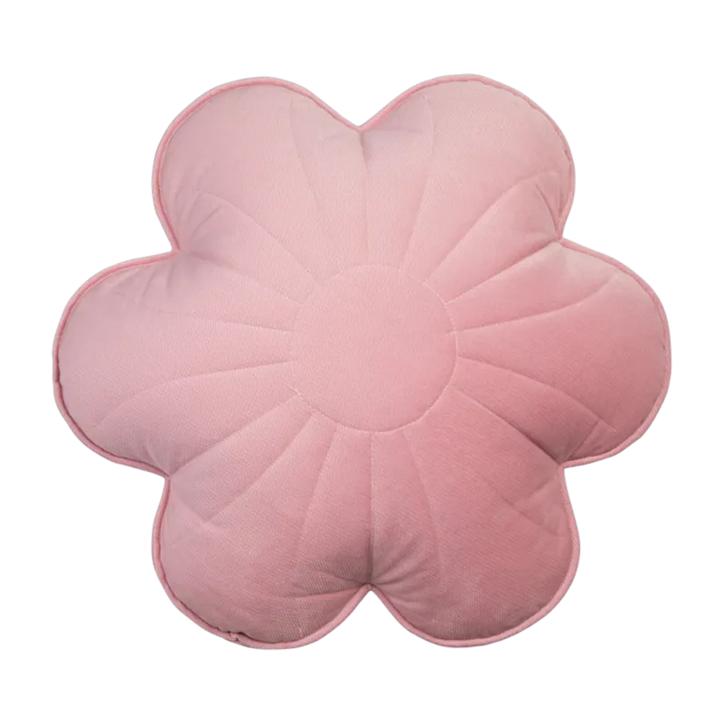 Coussin fleur en velours baie de sureau rose - Moi Mili