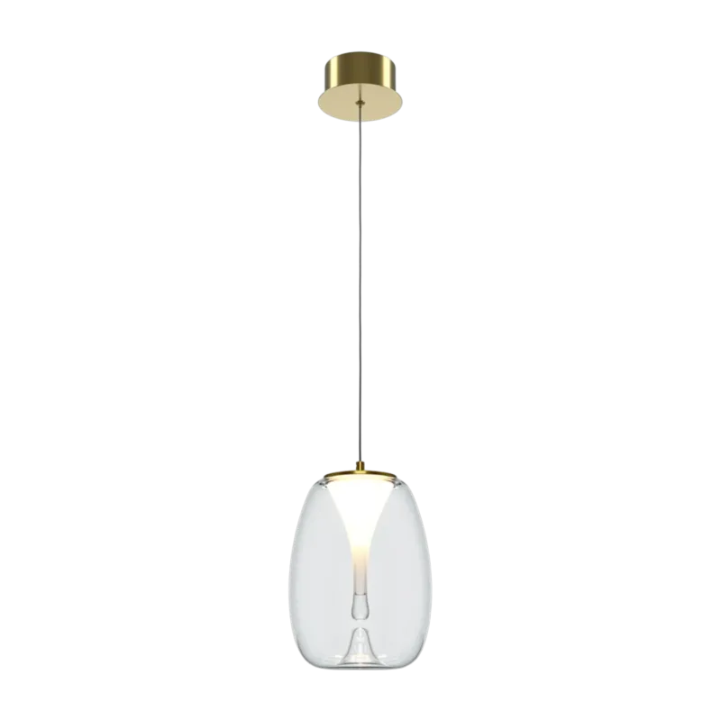 Suspension en verre transparent et aluminium doré 20cm Splash - Maytoni