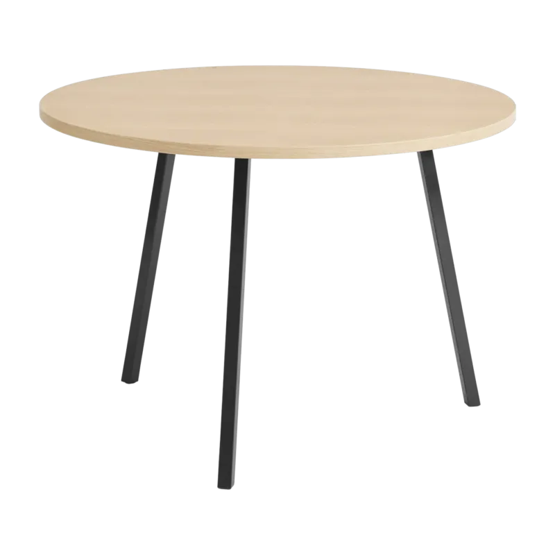 Table ronde en chêne et acier enduit noir 105cm Loop Stand - Hay