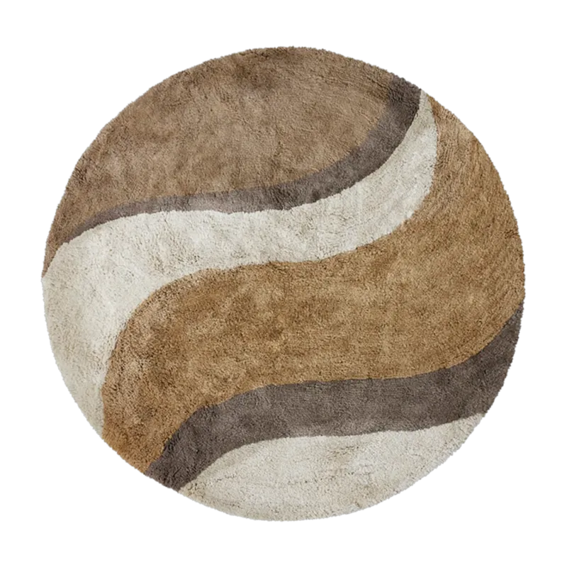 Tapis de bain rond en coton 120cm Natural Waves - HKliving