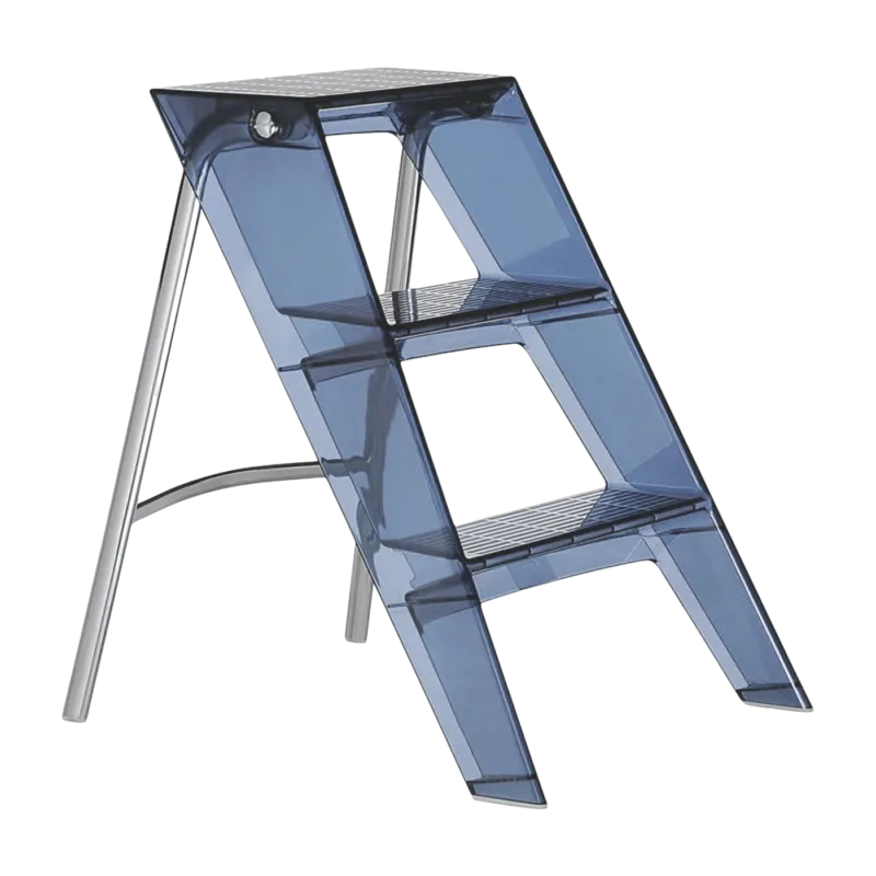 Escabeau en acier et polycarbonate bleu poudré Upper - Kartell