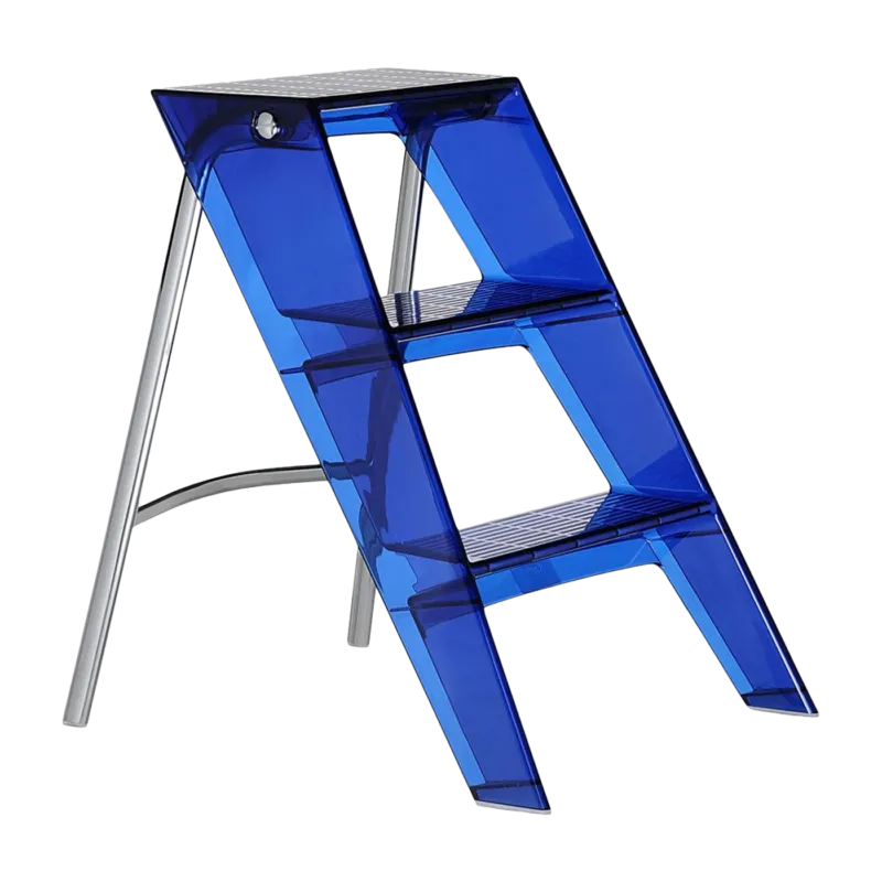 Escabeau en acier et polycarbonate bleu Upper - Kartell