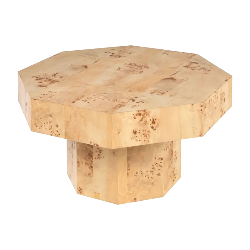 Table basse hexagonale en placage de loupe mappa 76x42cm Baka - Versmissen