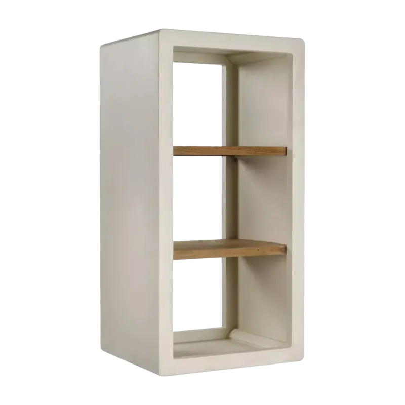 Etagère deux niveaux enduit à la chaux et acacia 45x40cm Verona - Pomax