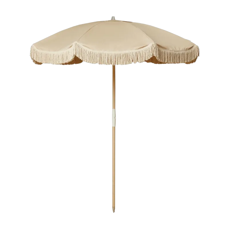 Parasol ténère aux franges en coton écru 2m20 Pablo - Courant Sauvage