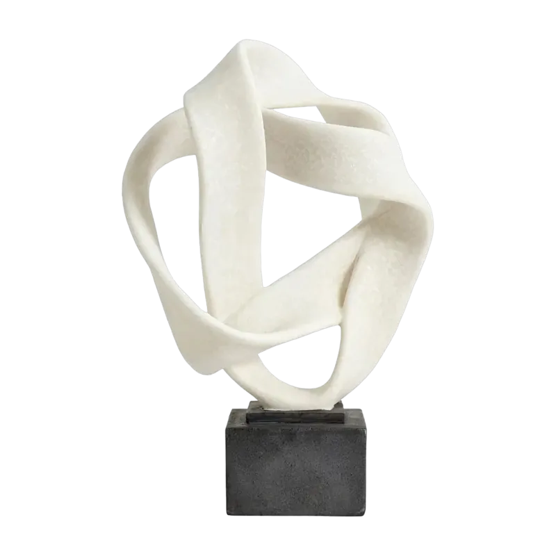 Sculpture en polyrèsine blanc et finition béton noir Rosala - Nordal