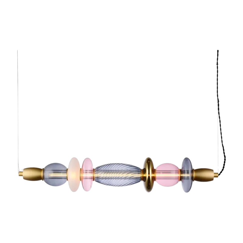 Suspension horizontale en verre graphite, opaque, rose et doré 82,6cm Leonor - Elements Lighting