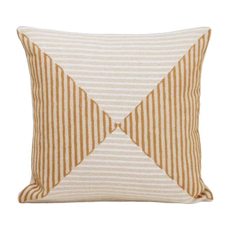 Housse de coussin en coton épais naturel et moutarde 40x40cm Jhulio - Madura