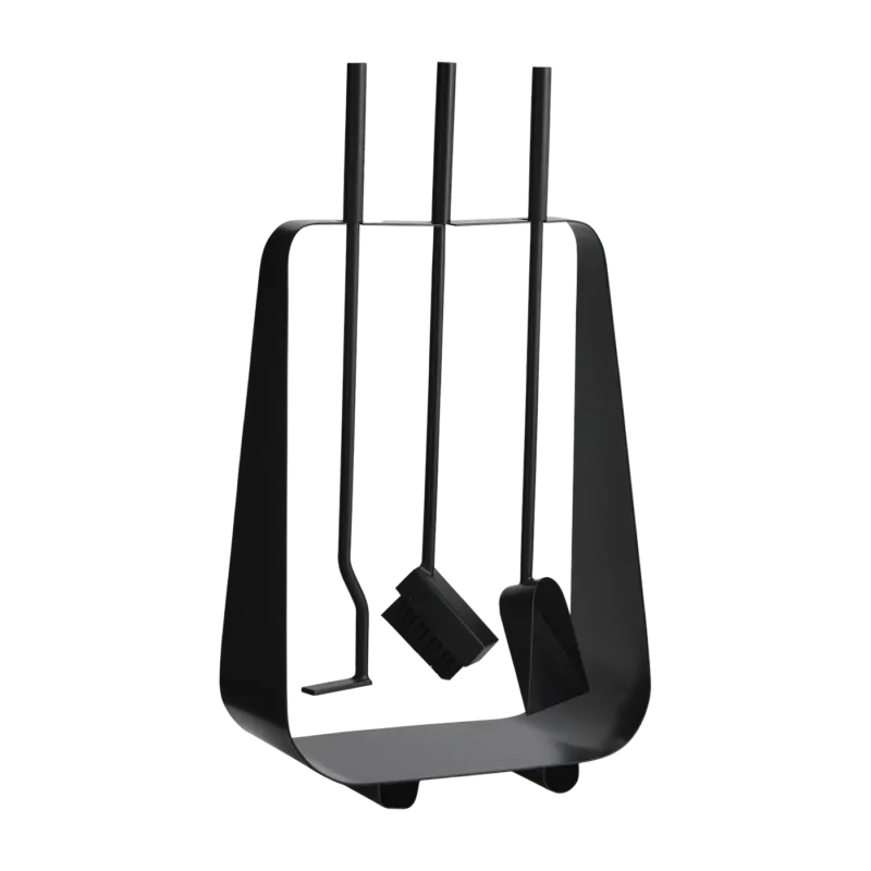 Ensemble d'outils de cheminée en métal noir 37,5x20x68cm Payee - Nordal