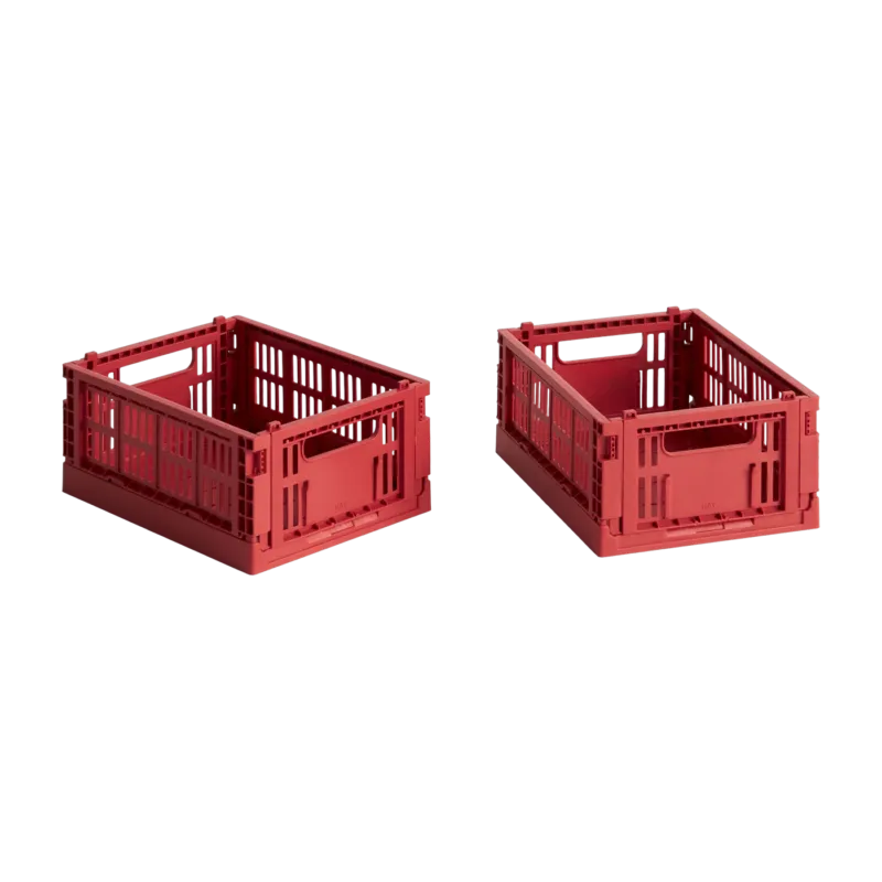 2 paniers en plastique recyclé rouge 13x17x8cm Colour Crate - Hay
