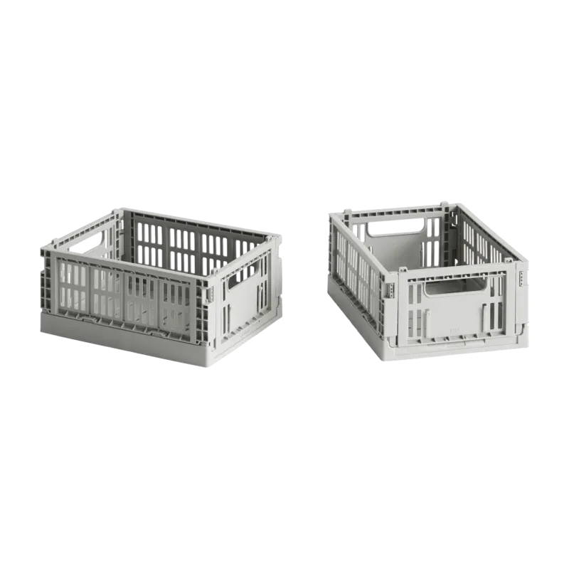 2 paniers en plastique recyclé gris clair 13x17x8cm Colour Crate - Hay