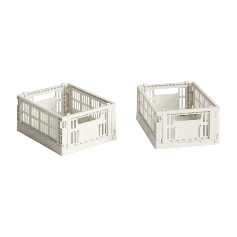 2 paniers en plastique recyclé blanc cassé 13x17x8cm Colour Crate - Hay