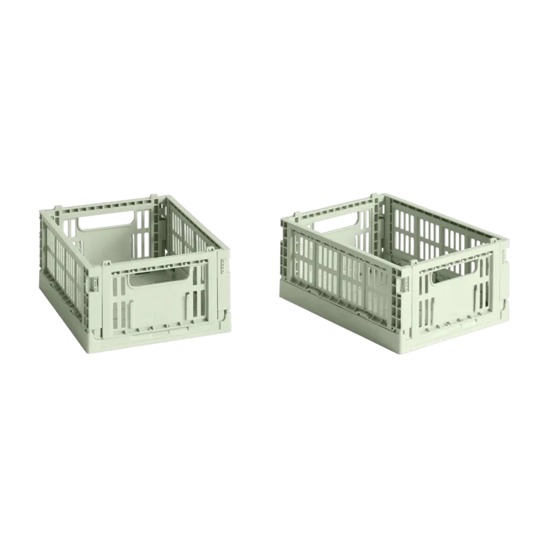 2 paniers en plastique recyclé vert menthe 13x17x8cm Colour Crate - Hay