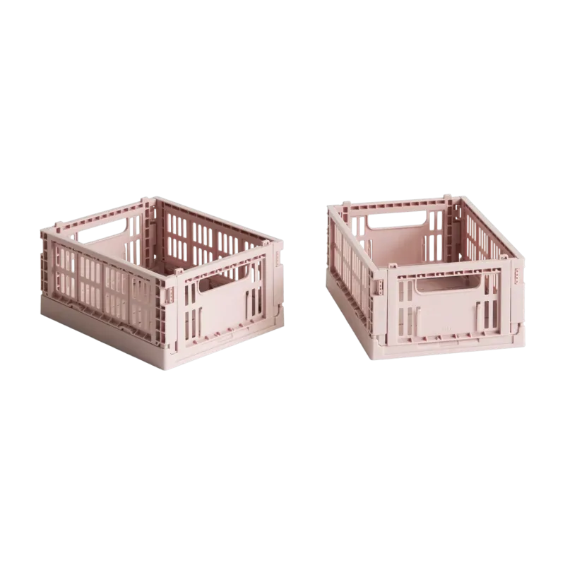 2 paniers en plastique recyclé rose blush 13x17x8cm Colour Crate - Hay