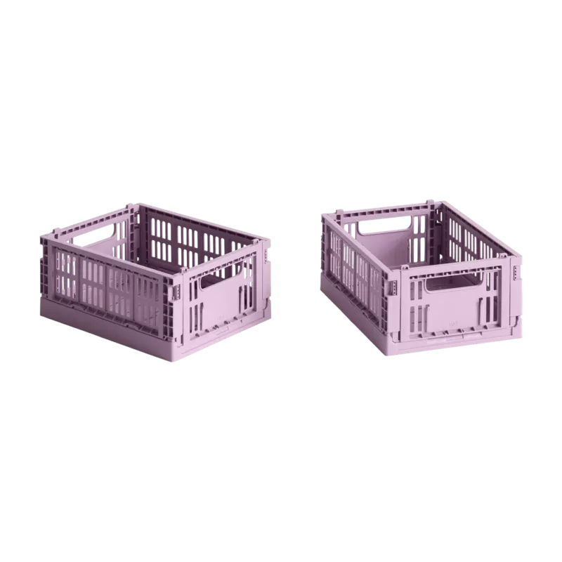 2 paniers en plastique recyclé rose poudré 13x17x8cm Colour Crate - Hay