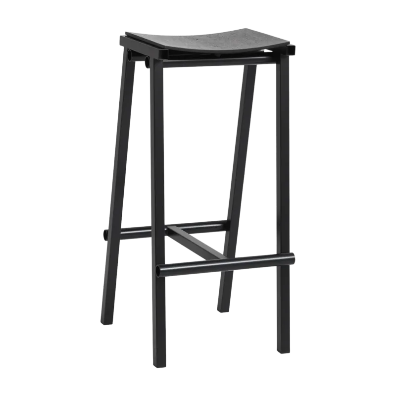 Tabouret de bar en bois de chêne noir et acier noir 75cm Tabourete 8 - Hay