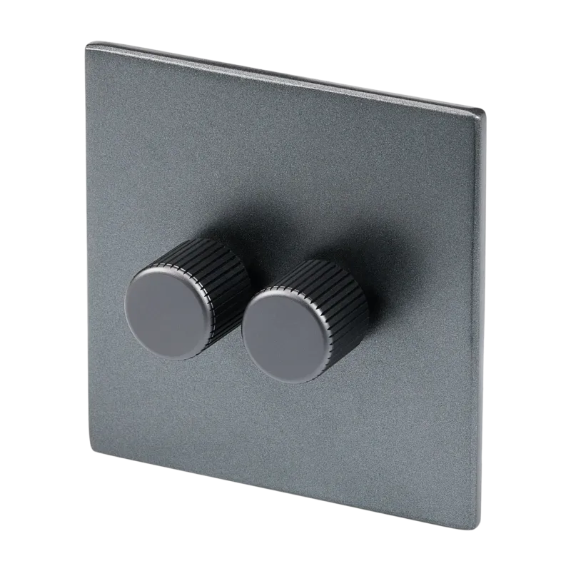Variateur double en acier inoxydable graphite 8,8cm Dimmers - Tala