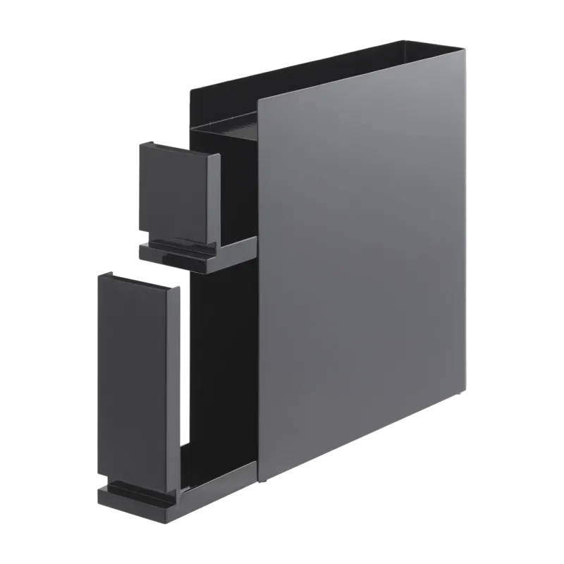 Rangement coulissant à 2 niveaux pour assaisonnements en acier noir 50-93x12,5x52,5cm - Yamazaki