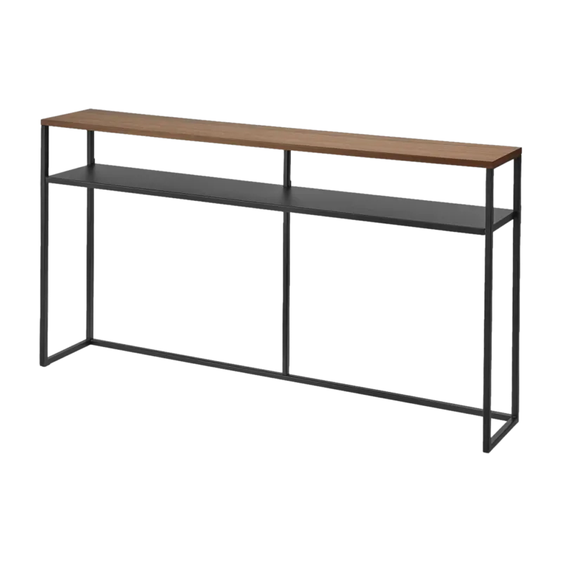 Console avec étagère en acier noir et bois 126x20,5x65cm - Yamazaki