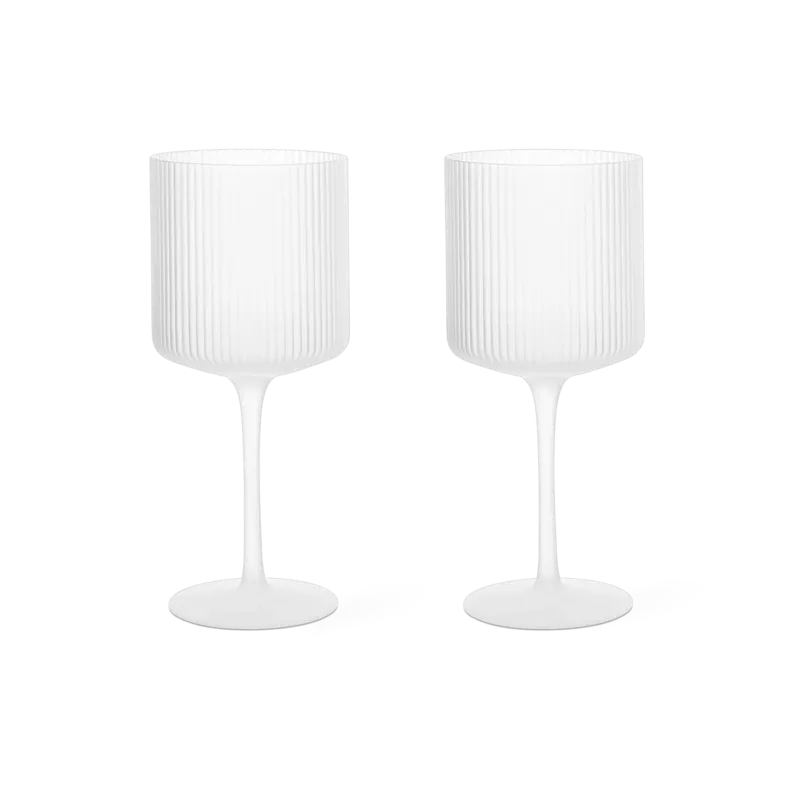 2 verres à vin rouge en verre givré 7,9x18,2cm Ripple - Ferm Living