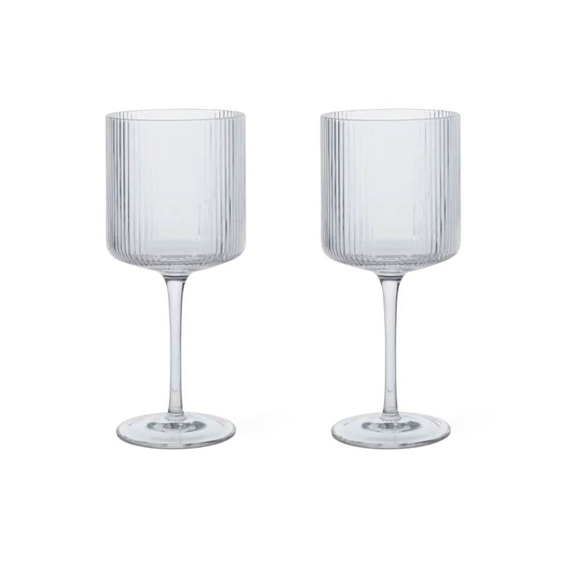 2 verres à vin rouge en verre transparent 7,9x18,2cm Ripple - Ferm Living