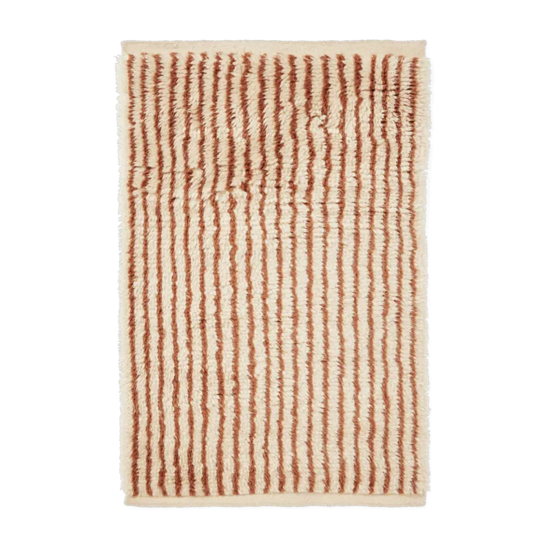 Tapis en laine blanc cassé et brun-rouge 80x120cm Kami - Ferm Living