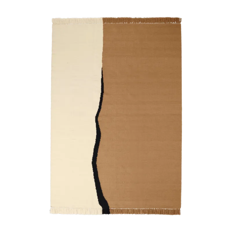Tapis en laine sable foncé et blanc cassé 170x240cm Soil Kelim - Ferm Living