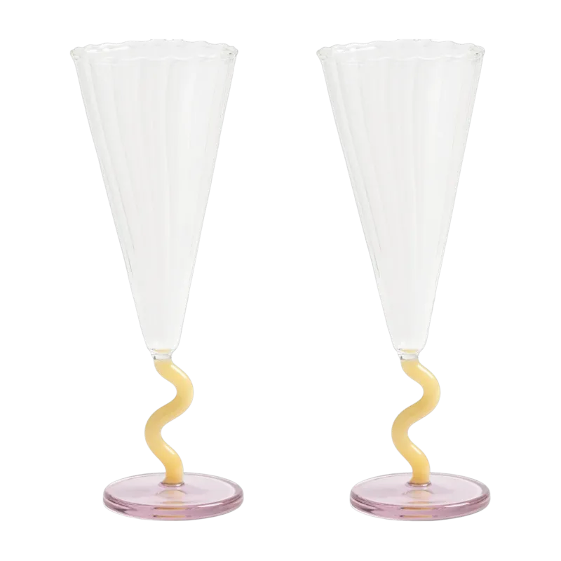 2 Flutes de champagne en verre caramel 18cl 21x7,5cm Curve - &Klevering
