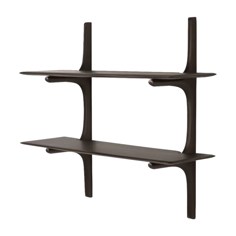 Etagère murale en acajou brun foncé finition verni 100x35x91cm PI - Ethnicraft accessories