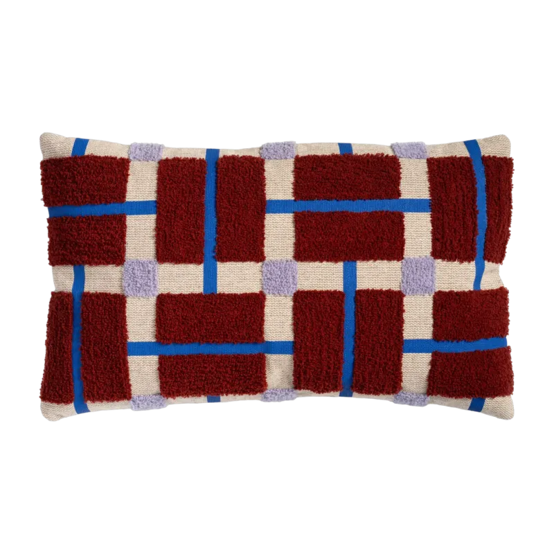 Housse de coussin touffeté en coton bordeaux 50x30cm Plano - &Klevering