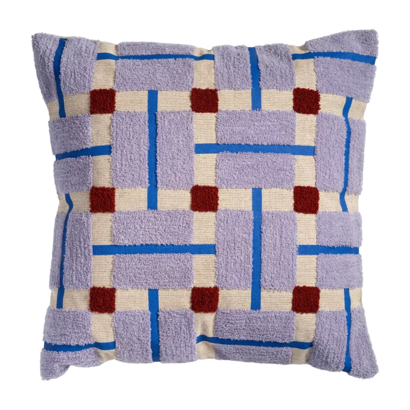 Housse de coussin touffeté en coton violet 50x50cm Plano - &Klevering