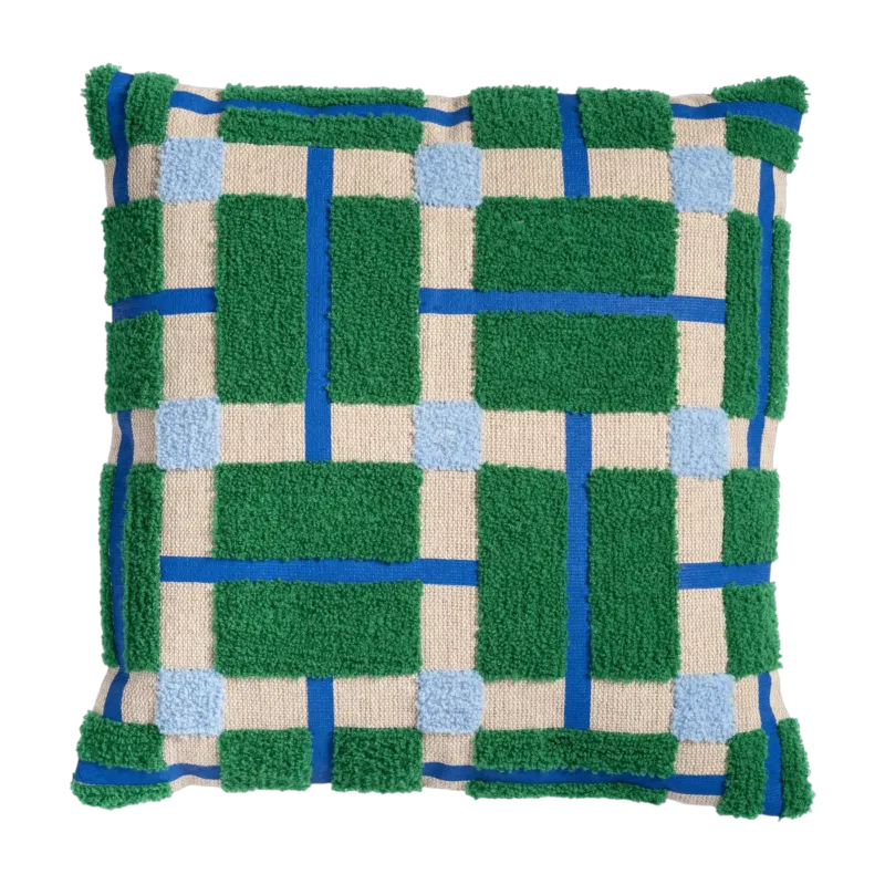 Housse de coussin touffeté en coton vert 40x40cm Plano - &Klevering