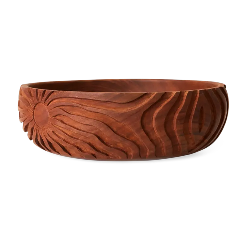 Bol sculpté à la main en bois magahonie 23x7,5cm - HKLIVING