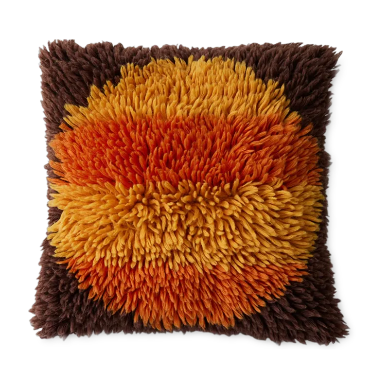Coussin duveteux en laine orange 55x55cm Horizon- HKLIVING