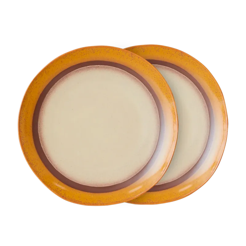 2 Assiettes à dîner en grès 29cm Coconut - HKLIVING