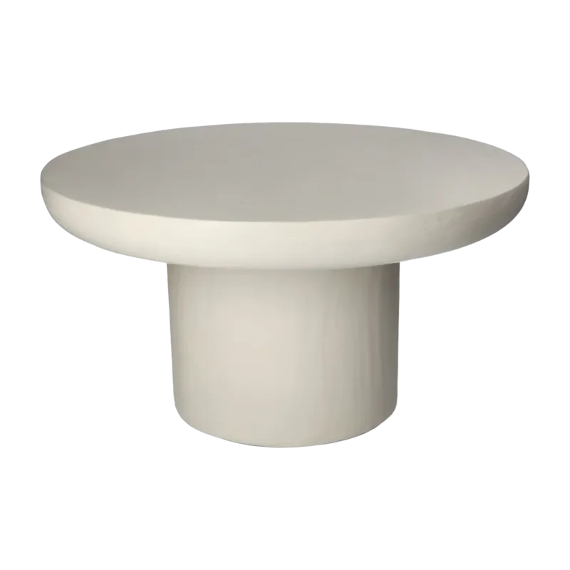 Table basse ronde enduit à la chaux blanc cassé 60x32cm Piastro - Pomax
