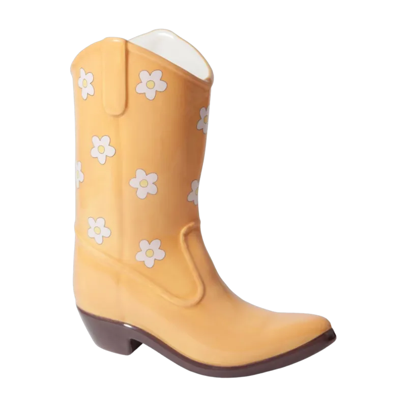 Vase en céramique botte de cowboy jaune 23cm - Doiy