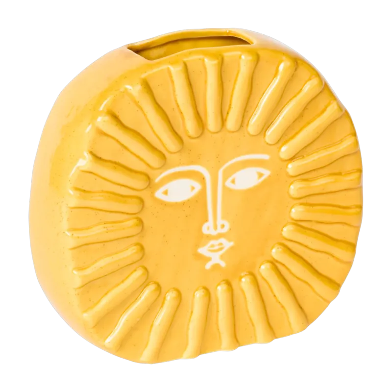 Vase en céramique soleil jaune 18cm - Doiy