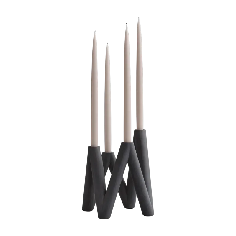 Bougeoir 4 bougies en béton noir 24x15cm W - 101 Copenhagen