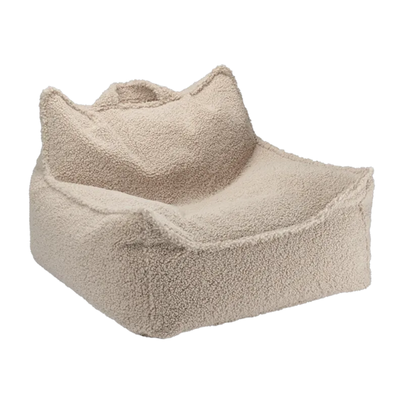 Pouf fauteuil en sherpa bouclé biscuit 80x70cm beanbags - Wigiwama