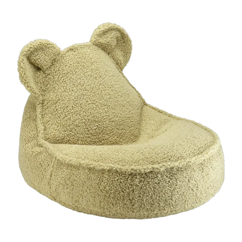 Pouf fauteuil ours en sherpa bouclé matcha 75x65cm Beanbags - Wigiwama