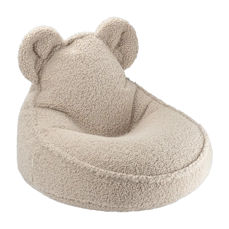Pouf fauteuil ours en sherpa bouclé biscuit 75x65cm Beanbags - Wigiwama