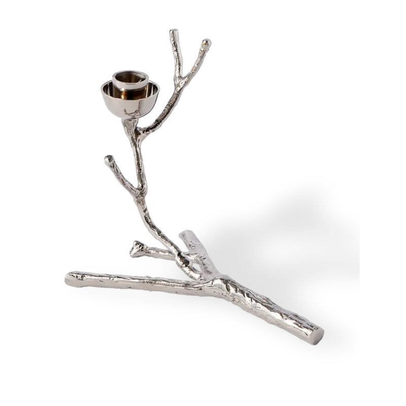 Bougeoir en métal en argent 18X11,5x14cm Twiggy nickel - Pols Potten