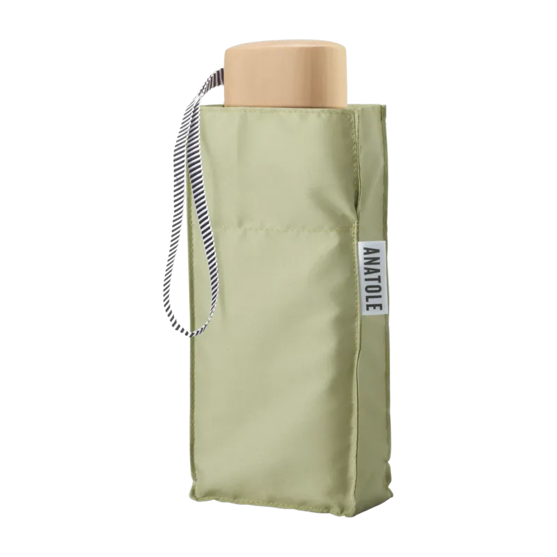 Mini parapluie en bois et toile recyclée vert olive 17,5cm Elise - Anatole