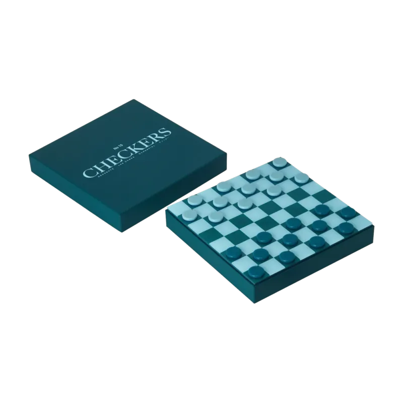 Jeu de dames en bois et acrylique bleu 25x25cm Checkers - Printworks