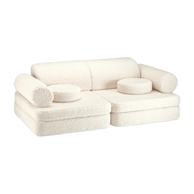Canapé dépliable en sherpa bouclé blanc 136x78x40cm Settle - Wigiwama