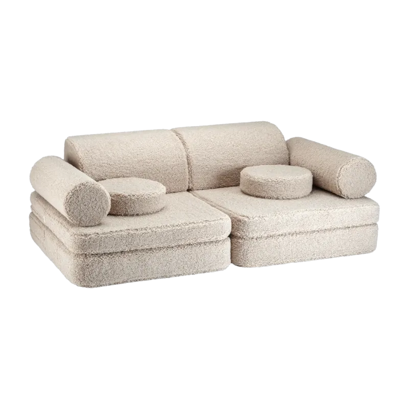 Canapé dépliable en sherpa bouclé biscuit 136x78x40cm Settle - Wigiwama