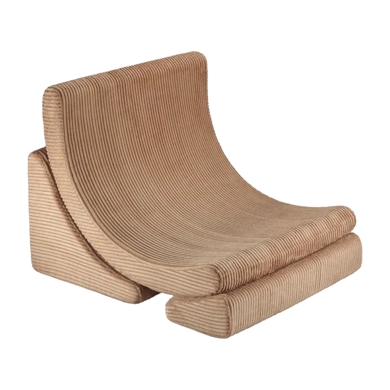 Fauteuil arrondit en velours côtelé toffee 80x65x55 Moon chair - Wigiwama